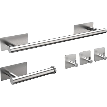 Set Portarotolo E Portasciugamani Autoadesivo - Acciaio Inox 304