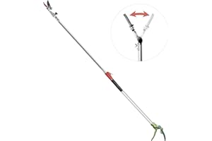 GARTOL Astschere, Teleskop-Schneidgiraffe, 1.1-1.6 M Länge, teleskopisch, leicht und stark, Obstpflücker mit drehbarem Klingenkopf, Stahlklinge, Aluminiumstiel, ausziehbarer Griff（Silber）