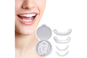 XYTAHDM 2 Coppie Faccette Denti, Faccette Denti Finti a Scatto Superiore e Inferiore, accette Denti Cosmetici,Protesi Dentarie Cosmetici Temporanee,per Uomini e Donne Copertura di Denti Imperfetti