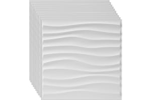 Swehooirt 20Stück PVC 3D Wandpaneele Weiß Welle - 30cm x 30cm Wandplatten - Akustikpaneele Weiß Hochwertige PVC Paneele ideal für die Gaming Wand Deckenpaneele