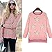 YQ08 2015 Autumn The New Long sleeve Star Loose Sweaters (S, PINK)