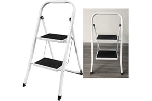 SIKY Safety Folding Step Stool | 2 Step Ladder | Portable Foldable Stepladder | Anti Slip Feet, Strong Sturdy Steel, 150KG Max Capacity, Ideal for Home/Kitchen/Garage