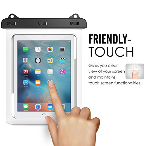 MoKo Wasserdichte Hülle Tasche Beachbag mit Halsband für MediaPad M2 10 / Samsung Tab A 10 / Tab A 9.7 / Tab E 9.6, bis zu 10 Zoll Tablets, Schutzhülle für Strand, Wandern, Outdoor – IPX8, Weiß - 5