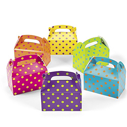 Geschenkboxen Faltboxen bunt mit Punkten 12 Stück für Gastegschenke und Mitgebsel Palandi®