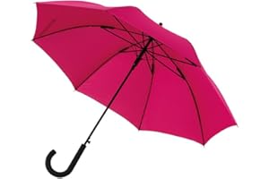 VERTRIEB DURCH PREISWERT & GUT Automatischer Stockschirm Metallstock Regenschirm in Dunkelpink Ø103 cm Der Schirm verfügt über Schließband & Klettverschluss
