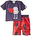 Lilly & Sid Baby-Boys Pelican Rex Woven Short Clothing Set, Blue, 3-6 Months