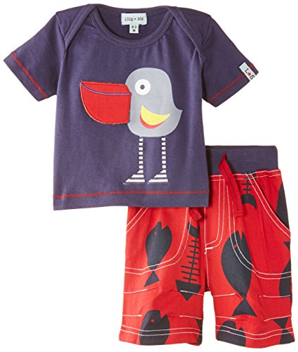 Lilly & Sid Baby-Boys Pelican Rex Woven Short Clothing Set, Blue, 0-3 Months