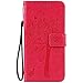 Produktbild Leder Hülle für iPhone 7 PLUS,Brieftasche Hülle für iPhone 8 PLUS,iPhone 7 PLUS / iPhone 8 PLUS Hülle Flip Case Wallet,Fanryn Retro Elegant Butterfly Schmetterling Baum Katze Muster Prägung PU Leder Ledercase Schutzhülle Handy Lanyard Strap Flip Tasche Wallet Case Cover Schutzhülle Etui Tasche Handytasche Hülle Standfunktion mit Kartenfächer Silikon Rückseite Cover für Apple iPhone 7 PLUS / iPhone 8 PLUS - Rose Rot