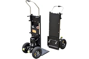 BOCbco Carrello Saliscale Elettrico, Carrello a Mano per Risparmiare Lavoro su e Giù per Le Scale con Carico 200 Kg, Carrello Facile da Usare con Motore Brushless Silenzioso da 1200 W/Black/48V/18Ah