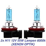 Lampenart: H11 Nennleistung [W]: 55 Sockelausführung: PGJ19-2 Spannung [V]: 12 Bläuliches Licht 6000k Leuchten-Bauart: Halogen Im Straßenverkehr zugelassen Passend zu allen Fahrzeugen mit H11 Sockel / Fassung