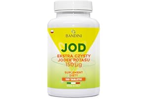 ‎BANDINI Bandini® JODEK POTASU - Bardzo czysty jod dużej dawce - 150 mcg (NA TABLETKĘ) - 120 Mikrotabletek - Suplement diety z jodem KI, w dużych dawkach, 100% wegański, GMP, bezglutenowy, bez laktozy, bez GMO