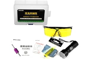 Kaxenig Kit De Détecteur De Fuite De Climatisation De Système De Climatisation De Voiture, LED Lampe Torche UV Protection Lunettes Teinture Outil Set, Kit De Détection UV pour Voiture Certifié