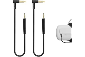 Geekria - Cavo audio QuickFit VR compatibile con PlayStation, HTC, Oculus Virtual Reality, cavo da 2,5 mm maschio a maschio, cavo di ricambio TRS per cuffie (nero 2 pezzi)