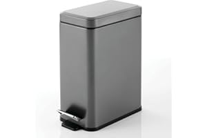 mDesign Bidone spazzatura rettangolare con 10 litri di capienza – Compatto cestino della spazzatura con secchio rimovibile – Pattumiera a pedale in metallo e plastica – grigio scuro