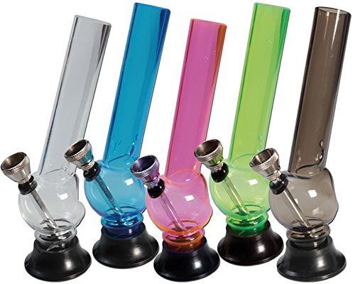 Formschöne bong-discount Acryl-Bong mini, mit Kugel und schräg aufgesetztem Rauchrohr Höhe 150mm, Handtaschen-bong, verschiedene Farben - 4