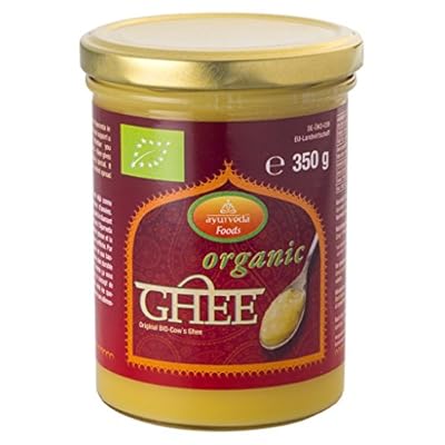 Ayurveda Foods - Organic Premium Bio Ghee 3er Set à 350g, sehr lange Haltbarkeit, Bio-Siegel, Brat- Kochfett, enthält Vitamine A, D, E & K