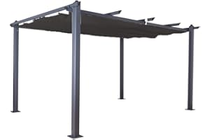 Jet-line® | Pavillon Luxor | Pergola Überdachung | Sonnenschutz Terrasse| Garten | anthrazit-anthrazit | Sonnenschutz| Sonnendach| UV Schutz | 4 x 3 m | Pergola Aluminium | Stützen 10x10 cm
