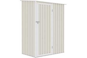 Divona Felix 5 x 3 FT Outdoor Metal Storage Shed with Pent Roof, Heavy-Duty Galvanized Steel Garden Shed, Lockable Waterproof Tool Storage House, Rust-Resistant Outdoor Utility Shed