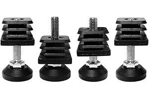 cyclingcolors 4x Piedi regolabile tappo plastica piedino piede quadro tubi sedia mobili nero quadrata, 30mm x 30mm
