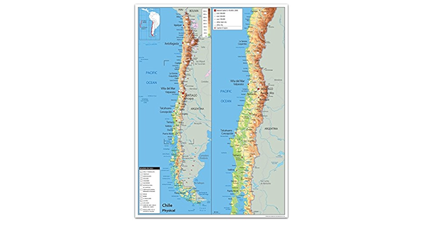 Chile Mappa Fisica Carta Plastificata Ga A0 Size 84 1 X 118 9 Cm Amazon It Cancelleria E Prodotti Per Ufficio Cile Cartina Fisica