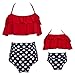 Produktbild Swallowuk Familie Passende Bademode Retro Hohe Taille Bikini Sets Sommer Strand Neckholder Bademode Mutter und Mädchen Badebekleidung (116, Rot)