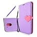 Produktbild Lenovo Moto G4 Hülle, Motorola Moto G4 Ledertasche, Ontseev® [Liebe Herzform Design] Niedlich Thin PU Leder Klapp Handy Hülle PU Leder Folio Magnetverschluss Brieftasche Schutz Handytasche Etui Bookstyle Case Weich Leder Hülle mit Ständerfunktion und Kartensteckplätze für Motorola Moto G4 - Lila