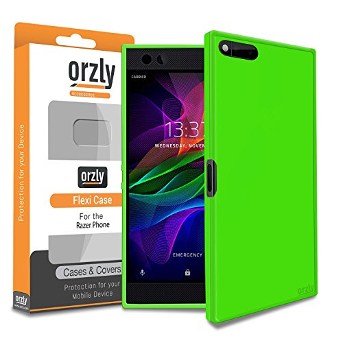 Custodia Razer Phone, FlexiCase di Orzly per Razer Phone (2017 Modello Android SmartPhone) - Custodia Protettiva costruita con QualitÃ  Premium di Silicone TPU - VERDE