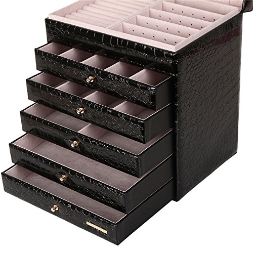ROWLING Schmuckkoffer Schmuckkästchen Schatulle mit 5 Schublade ZG209 (Schwarz) - 5