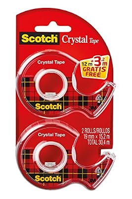 Scotch Twin pack Crystal Lot de 2 Rubans adhésifs 19 x 15 m/3,2 m Transparent
