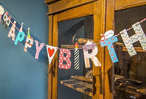 SUNBEAUTY 2 Meter Happy Schrift String Girlande Kinder Geburtstag Party Feier Dekoration (Happy Birthday)