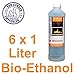 Bio-Ethanol 6 x 1 L 96,6% für Kamine 1 Liter Flaschen für handliche und sichere Anwendung Brennstoff für Deko-Kamine im Innen- und Außenbereich Bio-Alkohol ist geruchsneutral & verbrennt rückstandslos