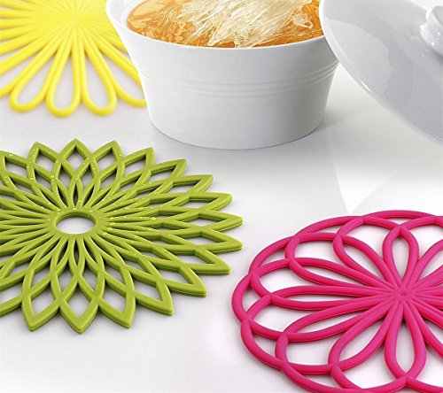 Halterung aus Silikon rutschfest hitzebeständig, Silikon Turnmatte Mehrzweck-Matte für Topflappen, Glasöffner, Untersetzer, Löffel Rest, Hot Matte, schälen Knoblauch – flexibel, robust und spülmaschinenfest hitzebeständig Hot Pads (Pack von 6) Stytle 3 - 5
