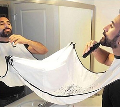 GZpart Professional Beard Bib Shaving Grooming Apron with Suction Cups Hair Catcher Home Salon(White)