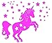 Produktbild EmmiJules Wandtattoo Einhorn für Kinderzimmer- mit Namen möglich - Made in Germany - in verschiedenen Farben und Größen - Mädchen rosa Babyzimmer Wandaufkleber Wandsticker (110cm x 100cm, pink)