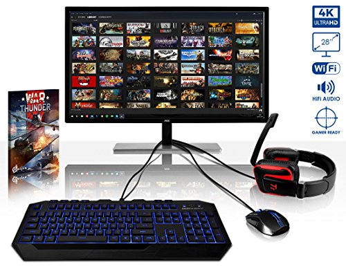VIBOX Armageddon RM580-899 Komplett-PC Paket Gaming PC – 3,8GHz Intel i5 Quad Core CPU, Radeon RX 480, leistungsfähig, Wassergekühlter Desktop Gamer Computer mit Spielgutschein, 28″ 4K Monitor, Gamer Tastatur & Mouse, lebenslange Garantie* (3,4GHz (3,8GHz Turbo) Superschneller Intel i5 7500 Kabylake Quad 4-Core Prozessor CPU, MSI AMD Radeon RX 480 8GB Grafikkarte, 16GB Team 3000MHz DDR4 RAM, 240GB SSD, 2TB Festplatte, Corsair H100i GTX Wasserkühler, Ohne Windows Betriebssystem) - 2