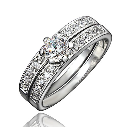 Gifts for Women Exquisite Rings 18k plated AAA Clear Cubic Zirconia Attractive Quality for Girls(P)