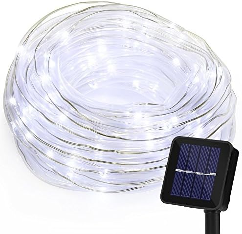LED Rope Lights Waterproof 33ft 100 LED Solar Power String Lights Fairy Lights For Outdoor Indoor Home Decoration Christmas Tree, Thanksgiving, Wedding Party Garden Lawn Patio Decoration White
