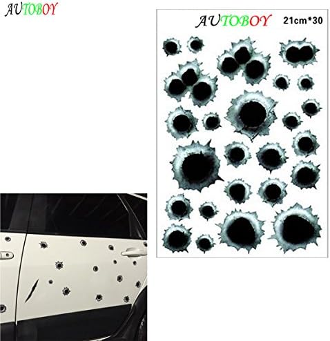 ABy Funny Bullet Hole Vinyl Decal Sticker For Toyota BMW VW Volkswagen Ford Buick Porsche(style2)