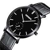 Hunpta@ Uhren, Armbanduhr Watch Luxuxquarz Sport Militär Edelstahl Dial Lederarmband Armbanduhr