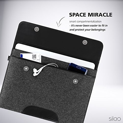 SILEO® 13-13,3 Zoll Premium Laptophülle ARTHUR für Macbook Pro Air Dell XPS uvm. – Echtes Filz mit lebenslanger Garantie – Sleeve Case Hülle in Anthrazit & Schwarz - 4