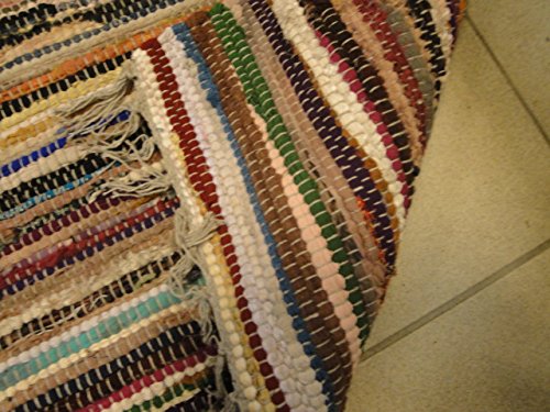 Fleckerlteppich -Handgewebt- 70 x 140 cm Handgewebt 70er Jahre - 6