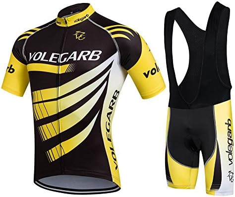 Serda Mens Pro Cycling Jersey Half Sleeve Bike Team Racing Top + 3D Gel Padded Bib shorts set (A, M)