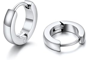 U7 Orecchini Uomo e Donna a Cerchio Piccolo 7-16mm Orecchini Huggie Larghezza 2mm 3mm in Acciaio Inossidabile Colore Acciaio Nero Oro Regalo per Donna Uomo