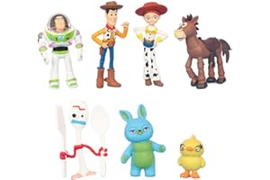 ZKTSRY Action Figures with Woody Set of 7, Buzz and Rex Toy Story Toys,Fun Party Supplies - Birthday Cake Set.