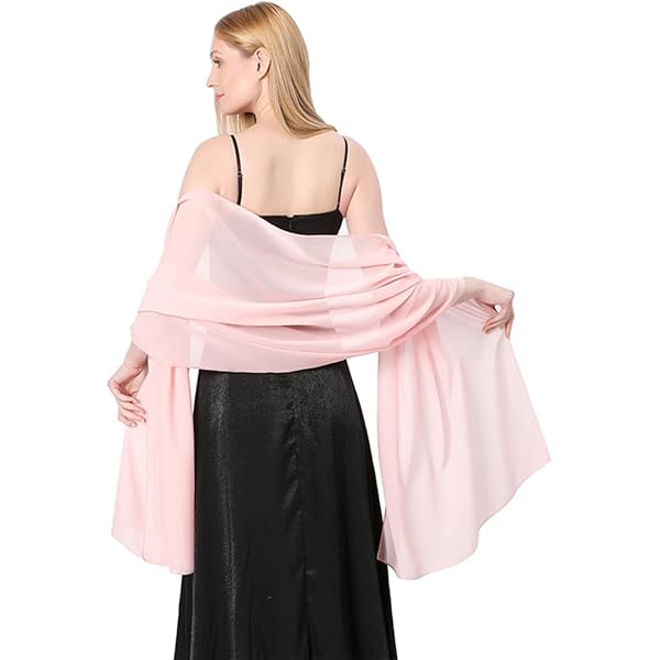 Scialle Donna In Chiffon Rasato | 200x70cm, Tinta Unita, Per Matrimoni/Serate Eleganti - Foto 10