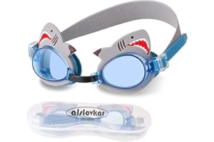 alslovkar Occhialini da Nuoto per Bambini, Occhialini da Nuoto dei Cartoni Animati, Protezione UV Anti-Appannamento Occhialini da Nuoto Confortevole Regolare per Bambini