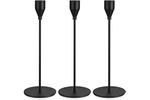 SZSIQI 3 Pcs Bougeoirs Noirs, Bougeoir Chandelier Métal, Porte-Bougies Coniques, Chandelier de Mariage Décoration, Bougeoir Vintage pour Décoration de Table Anniversaires Maison