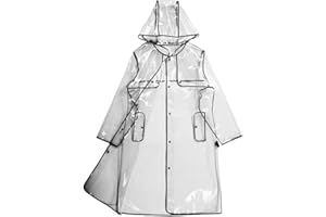 DS. Distinctive Style Impermeable Transparente Mujer EVA Abrigo Impermeable con Capucha Impermeable Poncho Impermeable con Capucha - Largo