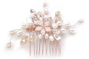N\A lfdhcn Bride Wedding Hair Comb Rhinestone Hair Clip Pin Pearl Bridal Headpiece for Women and Girls Rose Gold