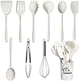 UXIYI Silicone Utensil Set Kitchen Utensils, 10pcs Cooking Utensils Set, Including Turner Spatula Cooking Tong Spoon Non-Stick Heat Resistant,White